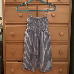 Blue and white striped dress